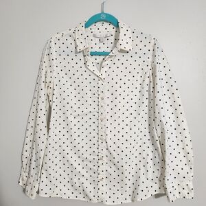 LC Lauren Conrad Polka Dot Button Down Shirt - White and Black size M